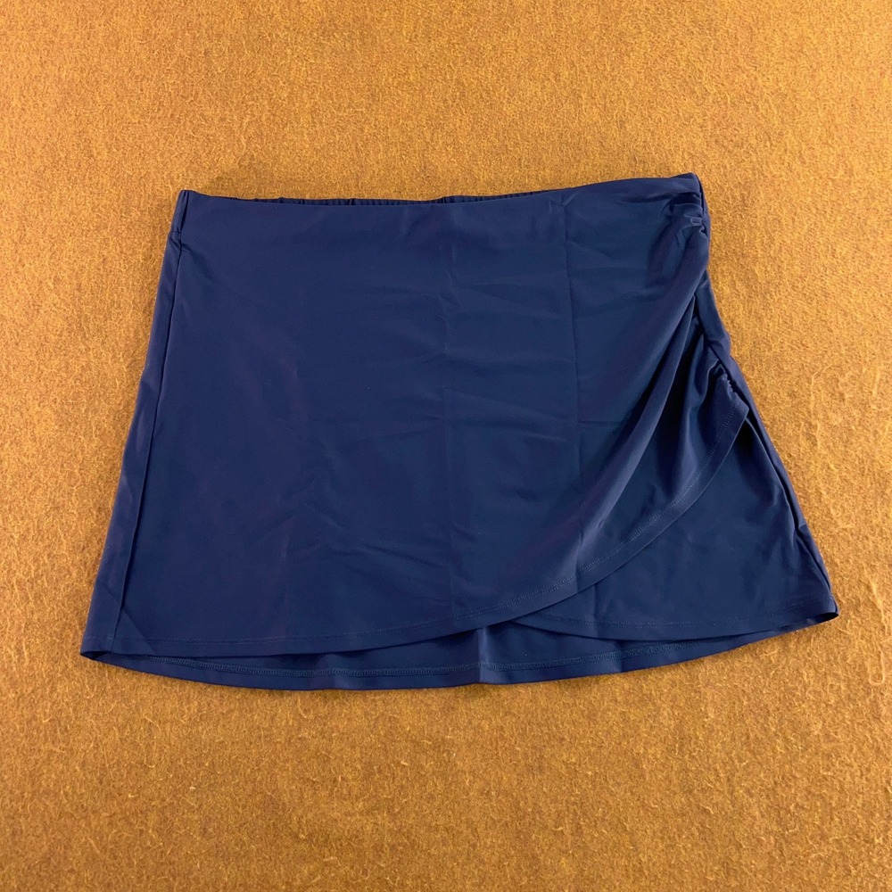 Summersalt Womens XL Navy Blue Ruched Faux Wrap Swim Skirt